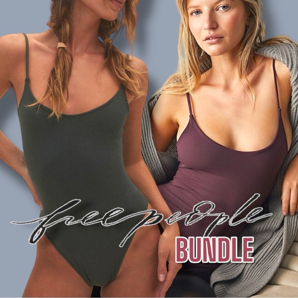 Free People Intimately Spaghetti Strap Thong Style Bodysuit Bundle. Size XS/S